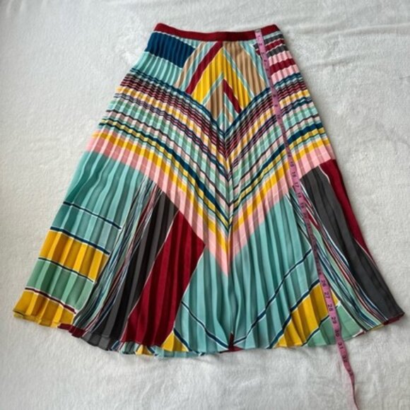 Loft pleated accordion maxi skirt multi color size 00P - Picture 9 of 11